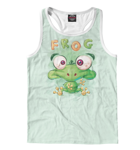 Мужская майка-борцовка с изображением Лягушка цвета Белый