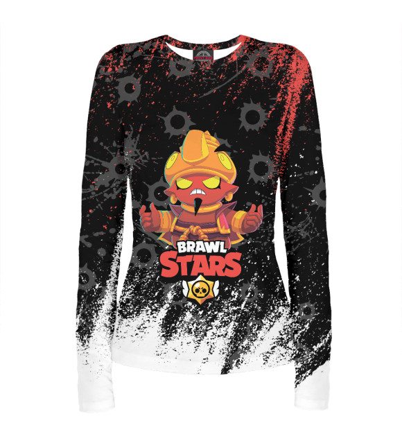 Женский лонгслив с изображением BRAWL STARS EVIL GENE цвета Белый