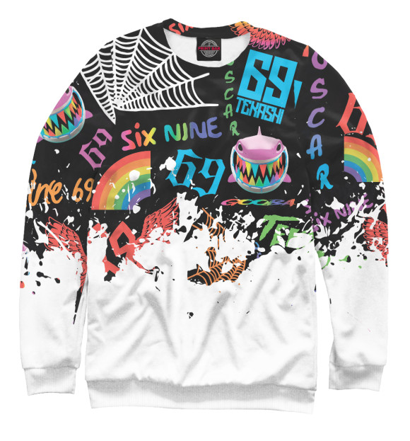 Женский свитшот с изображением 6ix9ine цвета Белый