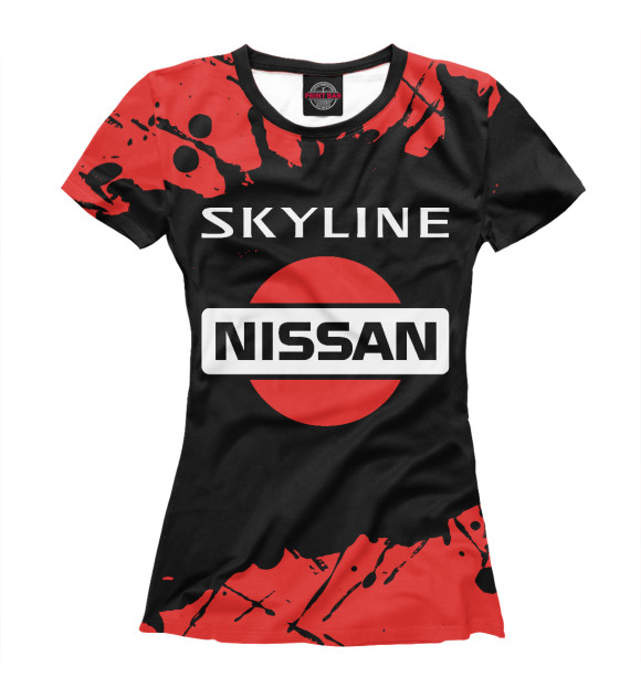 Футболка для девочек с изображением Nissan Skyline - Брызги цвета Белый