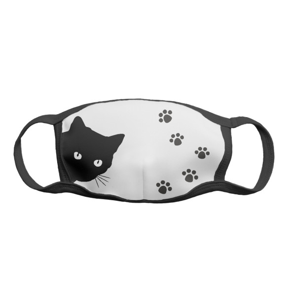 Маска тканевая с изображением Любопытная киса цвета Белый