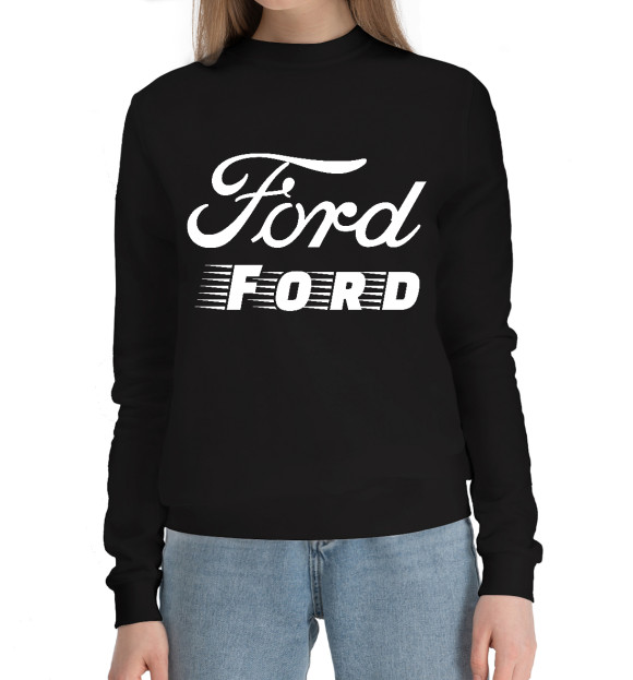 Женский хлопковый свитшот с изображением Ford | Ford цвета Черный