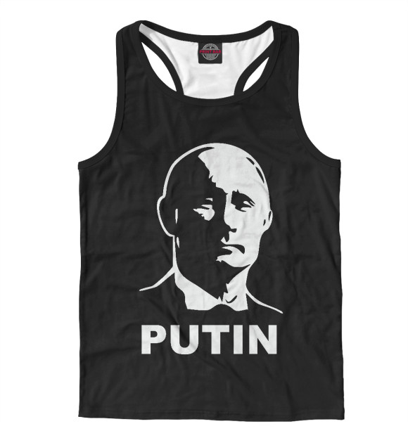 Мужская майка-борцовка с изображением Putin цвета Белый