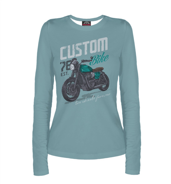 Женский лонгслив с изображением Custom Bike цвета Белый
