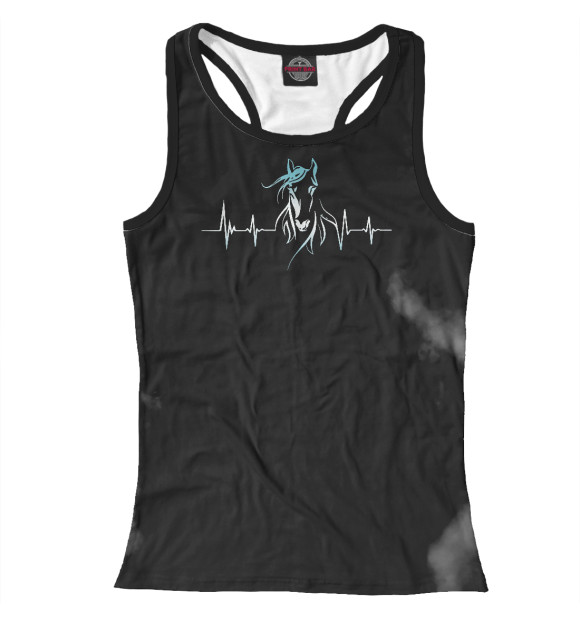 Женская майка-борцовка с изображением Horse Heartbeat цвета Белый