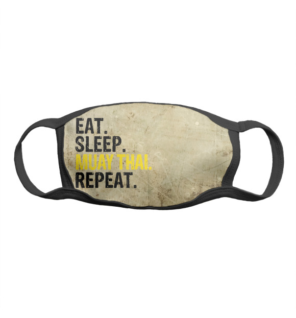 Маска тканевая с изображением Eat Sleep Muay Thai Repeat цвета Белый