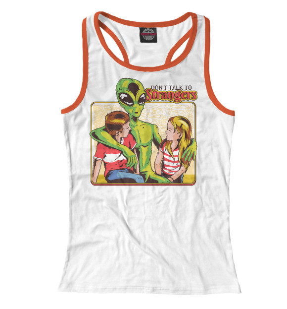 Женская майка-борцовка с изображением Talk To Strangers цвета Белый