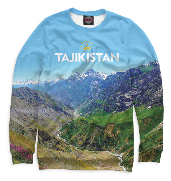 Мужской свитшот с изображением Tajikistan цвета Белый