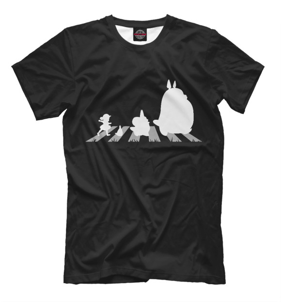 Мужская футболка с изображением Beatles Totoro цвета Белый
