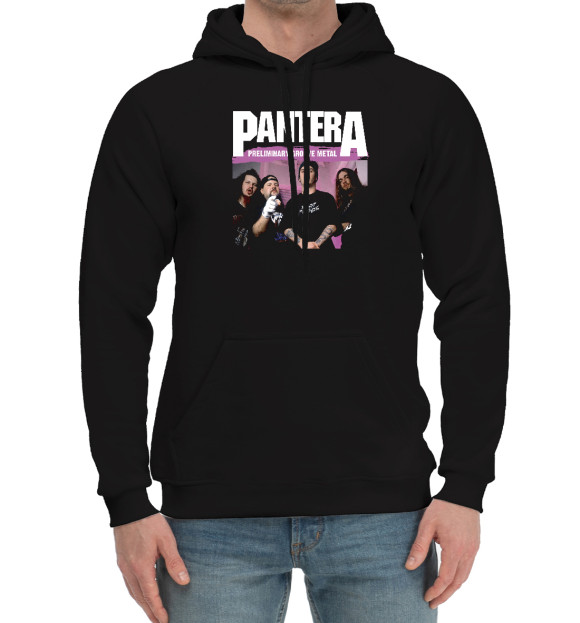 Мужской хлопковый худи с притом Pantera цвета Черный Мужской хлопковый худи с изображением Pantera цвета Черный