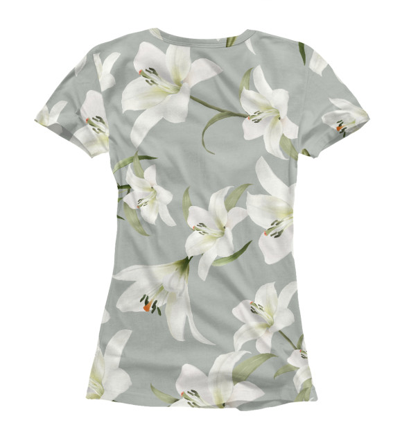 Женская футболка с изображением Pattern lily цвета Белый