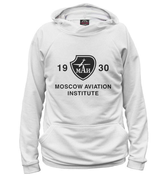 Женское худи с изображением Moscow Aviation Institute цвета Белый