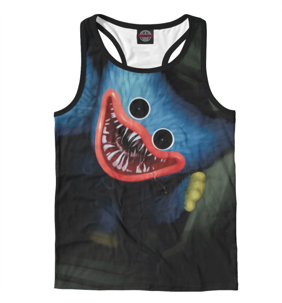 Мужская майка-борцовка с изображением Poppy Playtime Хагги Вагги цвета Белый