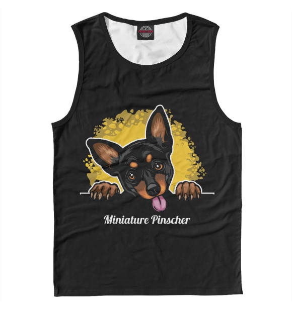 Мужская майка с изображением Pinscher цвета Белый