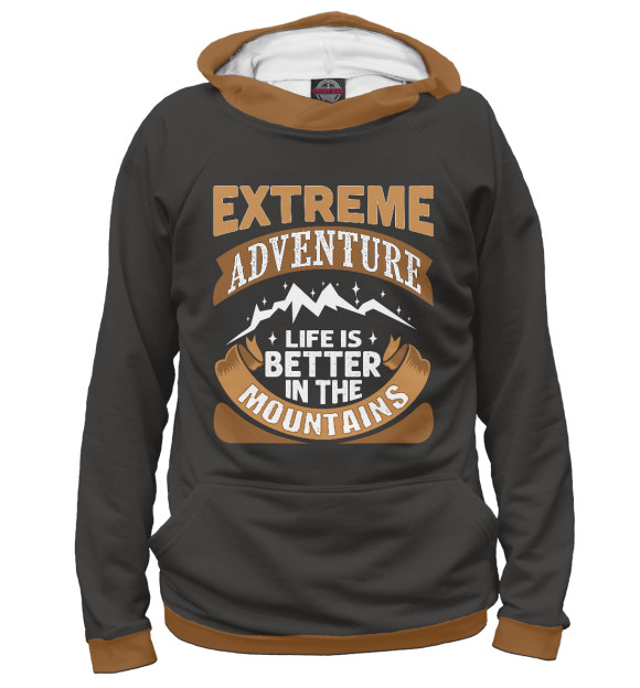 Мужское худи с изображением Advanture цвета Белый