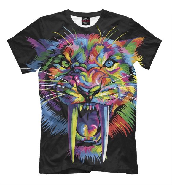 Футболка для мальчиков с изображением Саблезубый тигр цвета Белый