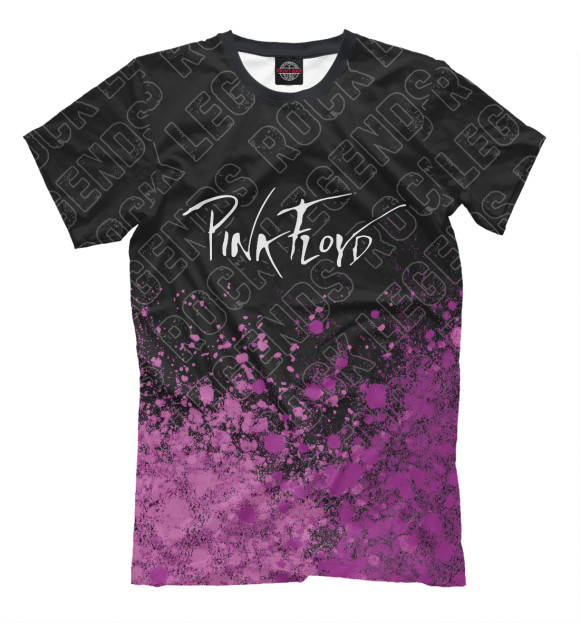 Мужская футболка с изображением Pink Floyd Rock Legends (purple splash) цвета Белый