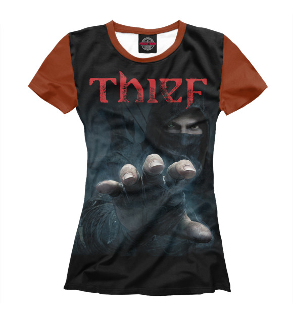 Женская футболка с притом Thief цвета Белый Женская футболка с изображением Thief цвета Белый