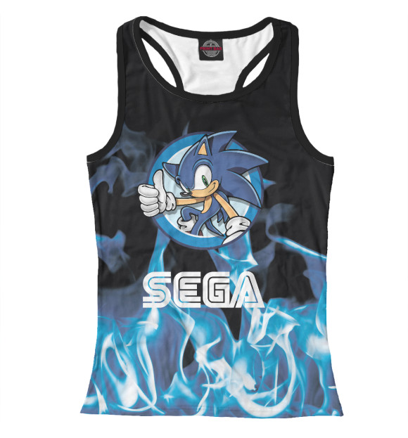 Женская майка-борцовка с притом Sonic цвета Белый Женская майка-борцовка с изображением Sonic цвета Белый