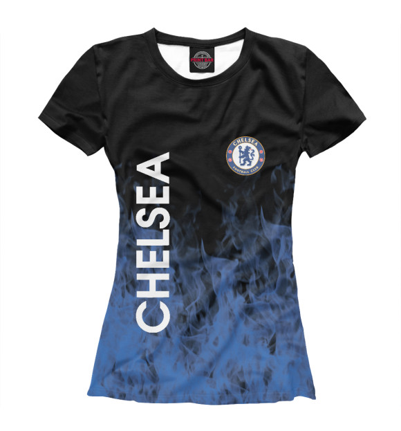 Женская футболка с изображением Chelsea огонь цвета Белый