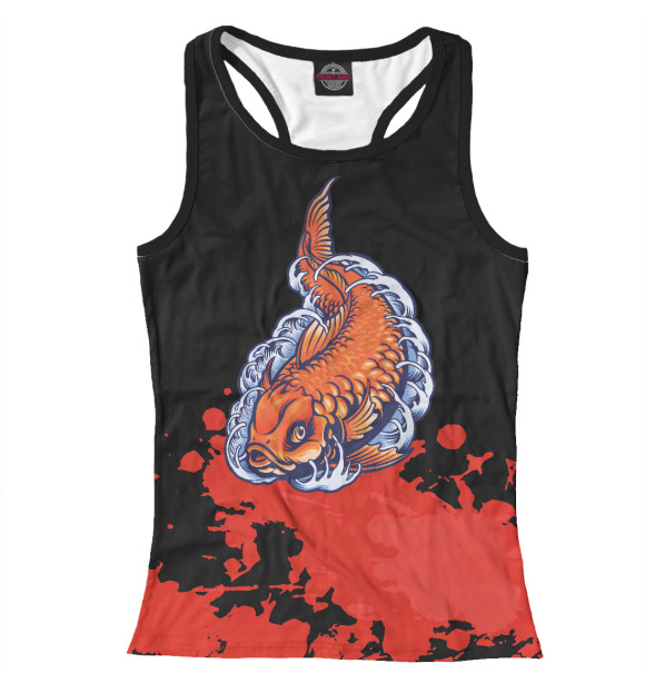 Женская майка-борцовка с изображением Japanese gold fish цвета Белый