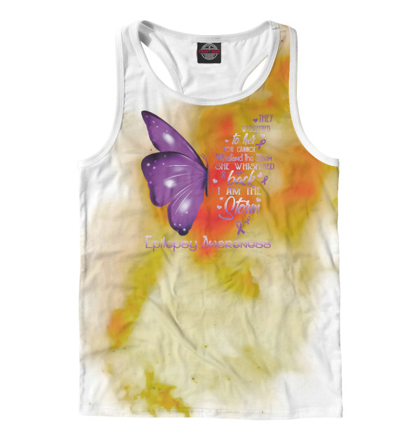 Мужская майка-борцовка с притом I am the storm Epilepsy цвета Белый Мужская майка-борцовка с изображением I am the storm Epilepsy цвета Белый