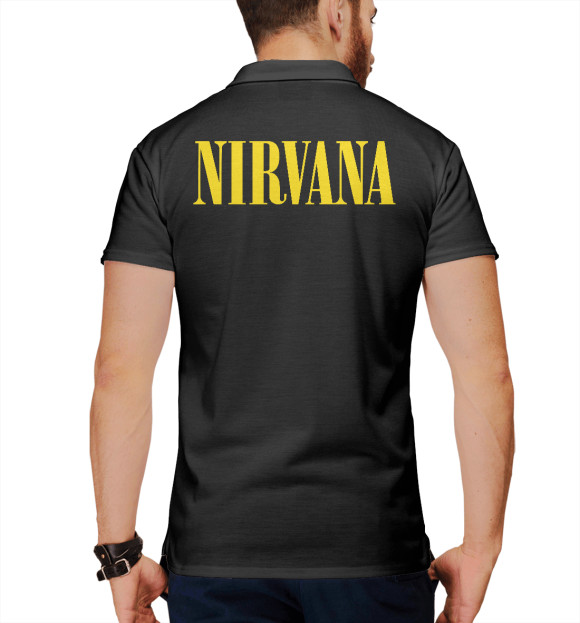 Мужское поло с притом Нирвана (Nirvana) цвета Белый Мужское поло с изображением Нирвана (Nirvana) цвета Белый