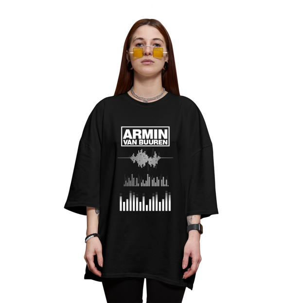 Женская футболка оверсайз с изображением Armin van Buuren эквалайзер цвета Черный