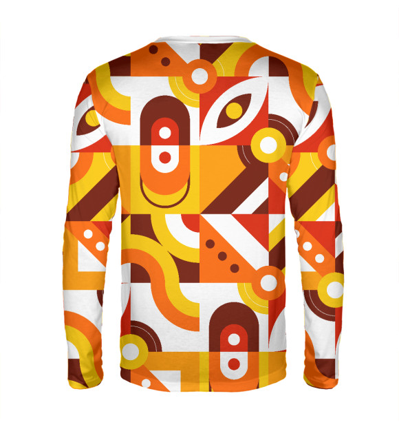 Мужской лонгслив с изображением Pattern - retro orange цвета Белый
