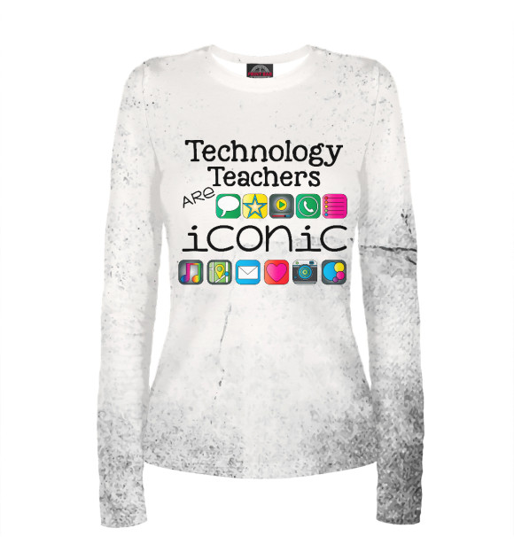 Женский лонгслив с изображением Tech teachers are iconic цвета Белый