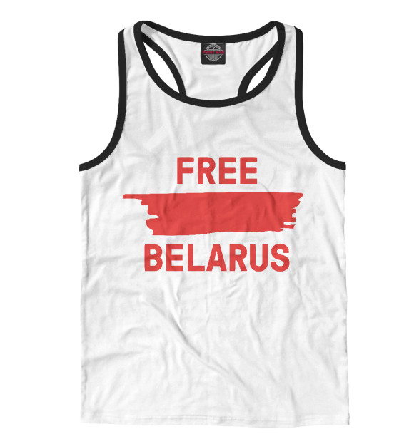 Мужская майка-борцовка с изображением Free Belarus цвета Белый