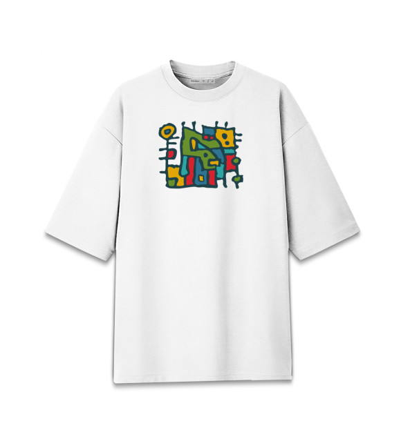 Женская футболка оверсайз с изображением Змий цвета Белый