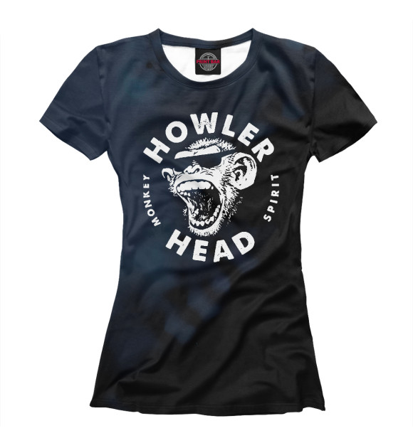 Женская футболка с изображением Howler Head Monkey Kentucky цвета Белый