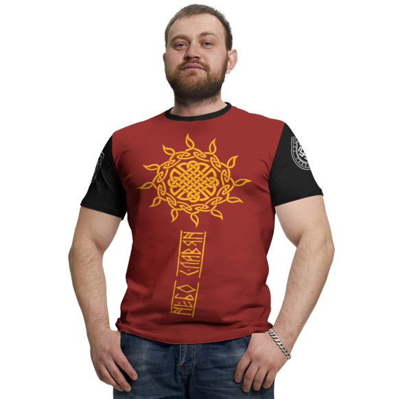 Мужская футболка с изображением Небо славян цвета Белый