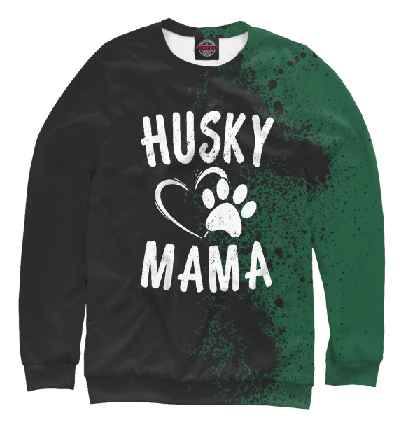 Мужской свитшот с изображением Husky Mama цвета Белый