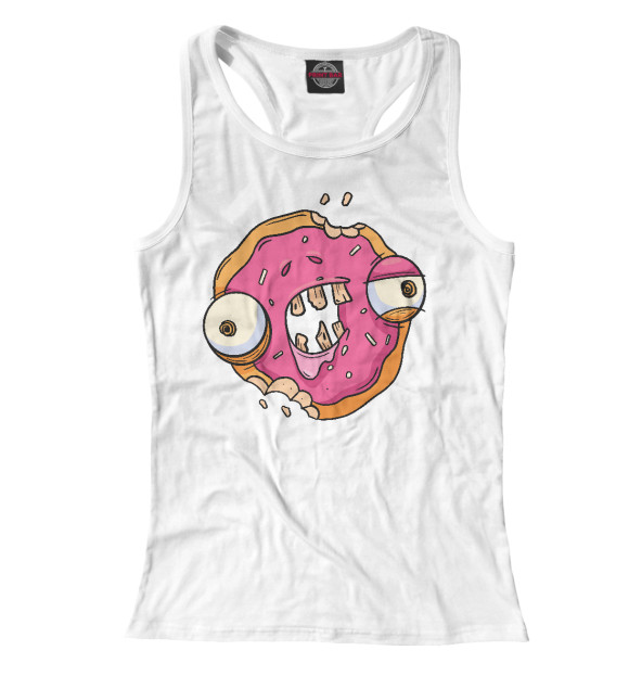 Женская майка-борцовка с изображением Зомби пончик цвета Белый