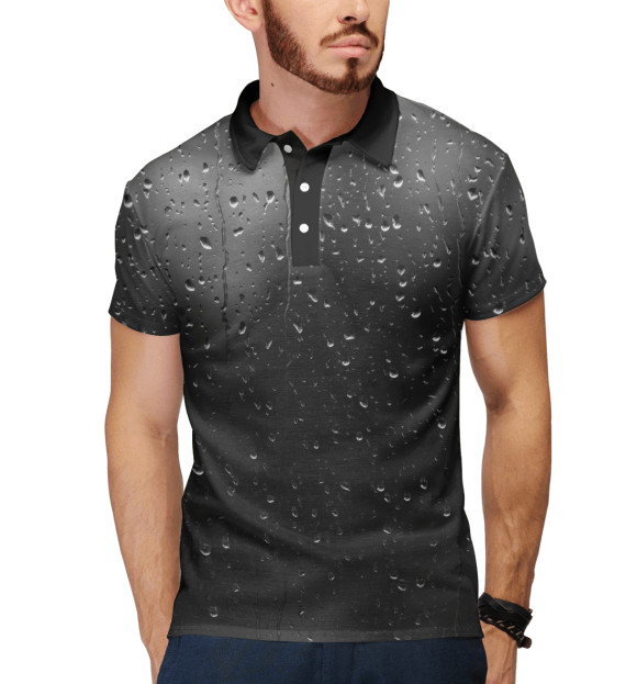 Мужское поло с изображением Дождь цвета Белый