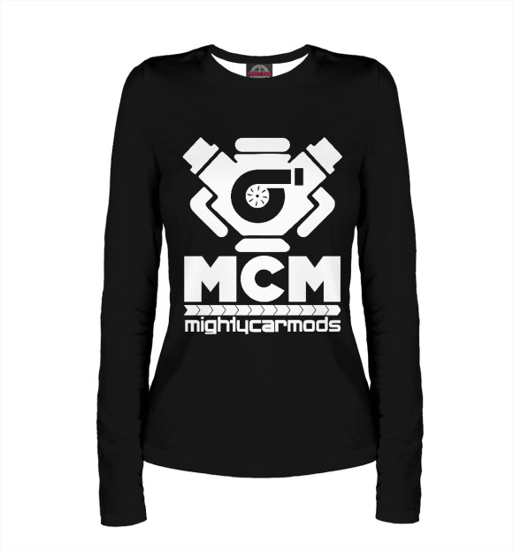 Женский лонгслив с изображением Mighty car mods цвета Белый