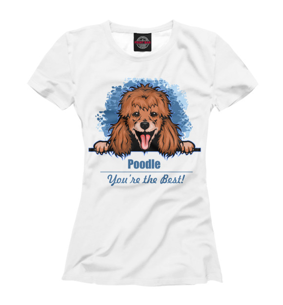 Футболка для девочек с изображением Пудель (Poodle) цвета Белый