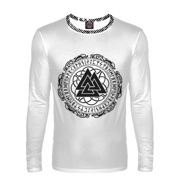 Мужской лонгслив с изображением Руны цвета Белый