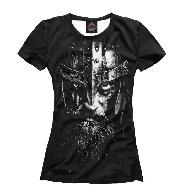 Футболка для девочек с изображением Суровый викинг в шлеме цвета Белый