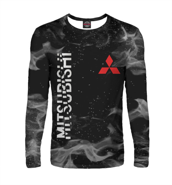 Мужской лонгслив с изображением Mitsubishi огонь цвета Белый