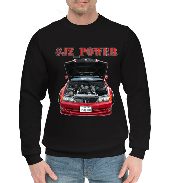 Мужской хлопковый свитшот с изображением JZ_POWER Ver.1 цвета Черный