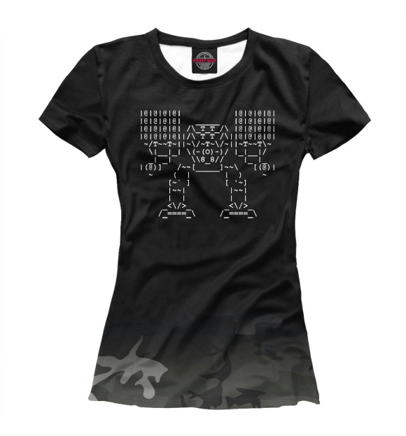 Женская футболка с изображением Ascii robot цвета Белый