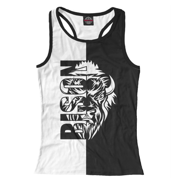 Женская майка-борцовка с изображением Бизон цвета Белый