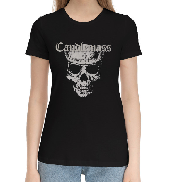 Женская хлопковая футболка с изображением Candlemass цвета Черный
