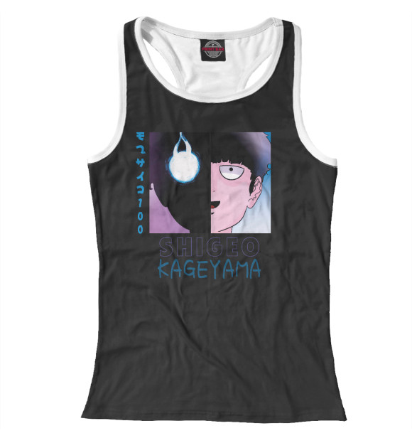 Женская майка-борцовка с изображением Моб Психо 100, Шигео цвета Белый