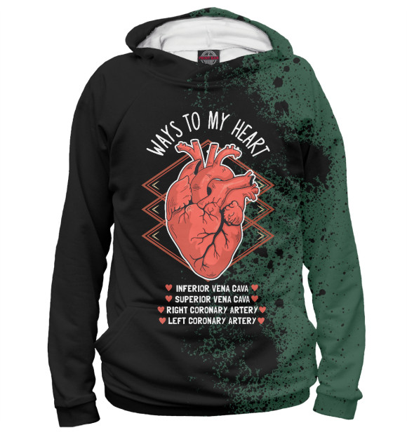 Женское худи с изображением Heart Cardiology Echo Medic цвета Белый