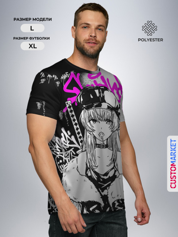 Мужская футболка с изображением Аниме Хаос цвета Белый