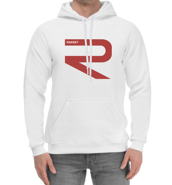Мужской хлопковый худи с изображением RAKNET ORIGINAL WHITE цвета Белый